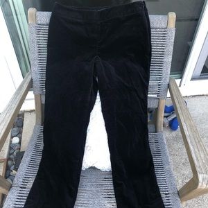 Black velvet cigarette pants. Side zipper
